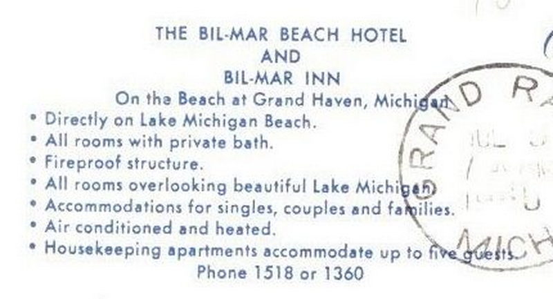 Bil-Mar Beach Hotel (Hyland Gardens Pavilion) - Vintage Postcard